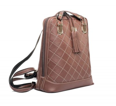 Luxusný kožený ruksak z pravej hovädzej kože so strapcami v hnedej farbe (2)