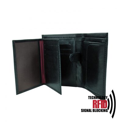 Kožená RFID peňaženka vybavená blokáciou RFID NFC, čierna farba č (2)