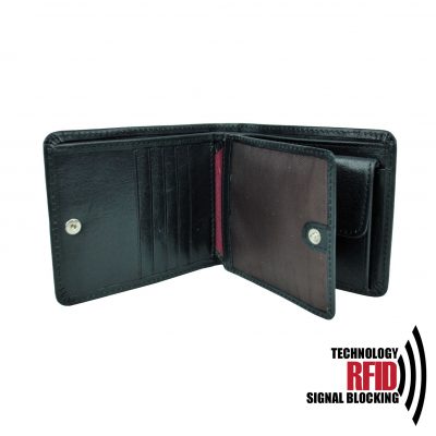 RFID kožená peňaženka v čiernej farbe vybavená blokáciou RFID NFC, č (2)