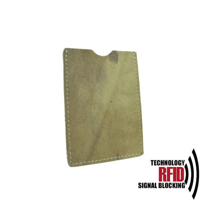 Ochranné kožené púzdro na debetné a kreditné karty, khaki farba (1)